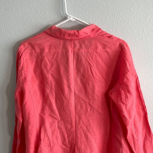 Eileen Fisher Pink Linen Blazer One Button‎ Pockets Lightweight Size Small - Picture 7 of 9